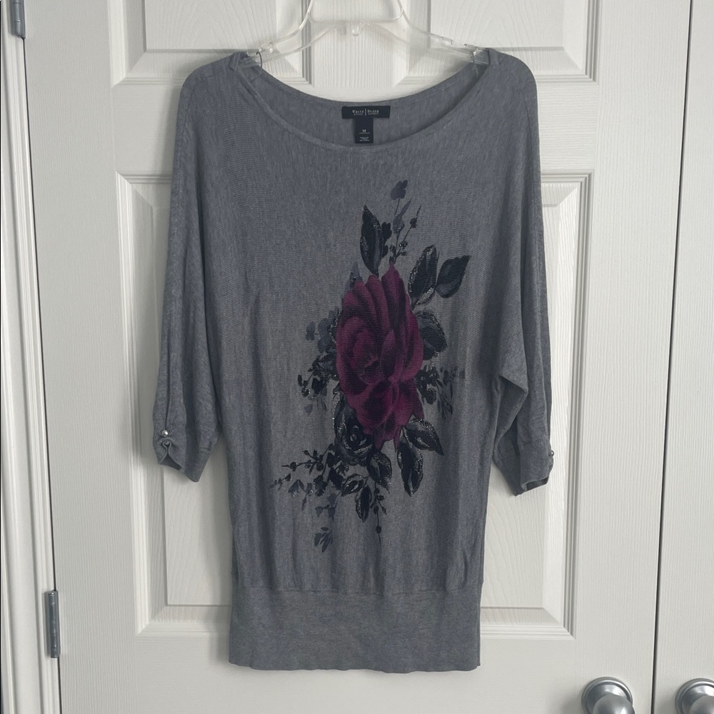 White House Black Market Gray Knit Top